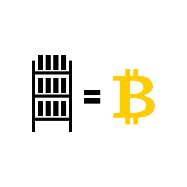 マイニング bitcoin ファーム アイコン。Cryptocurrency 標識の抽出。Rac — ストックベクタ