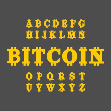 Bitcoin yazı tipi. Cryptocurrency alfabesi. Web para mektup. Vektör 