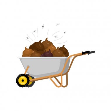 El arabası falan filan. Pislik içinde Bahçe arabası. Vektör Illustratio