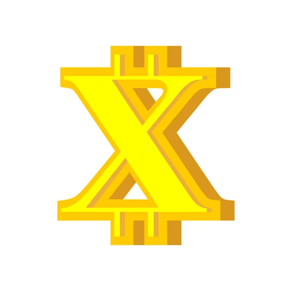 Caratteri bitcoin lettera X. alfabeto criptovaluta. Lettering virtua — Vettoriale Stock