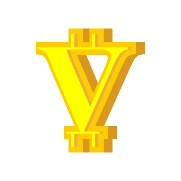Y brief bitcoin lettertype. Cryptocurrency alfabet. Belettering van virtua — Stockvector