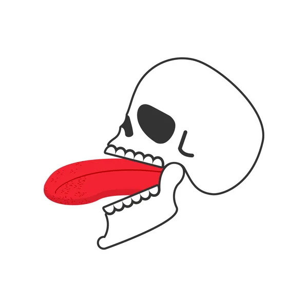 Lebka otevřená ústa a jazyk. Vedoucí kostry otevřenými ústy. Vektor — Stockový vektor