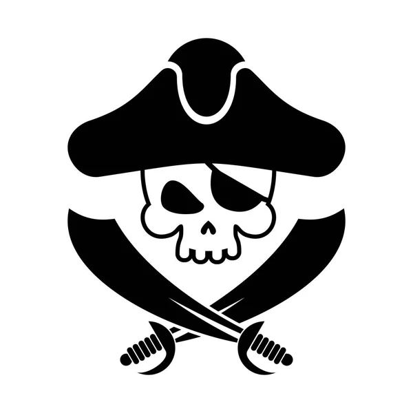 Logo du crâne de pirate. tête de squelette et sabres. symbole de pirate. V — Image vectorielle