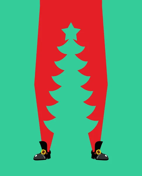 Mikulás és a karácsony fa. magas Santa és sziluettje spr — Stock Vector
