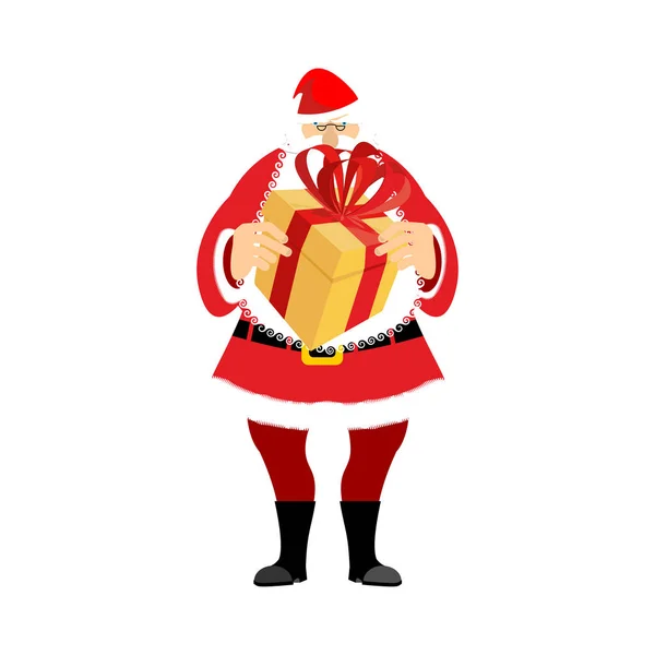 Santa Claus y caja de regalo. Navidad y Año Nuevo Vector illustra — Vector de stock