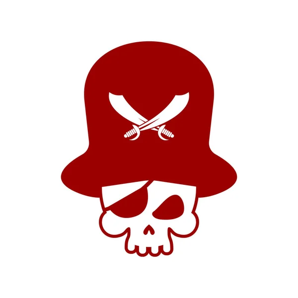 Logotipo de crânio pirata. cabeça de esqueleto e sabres. símbolo pirata. V — Vetor de Stock
