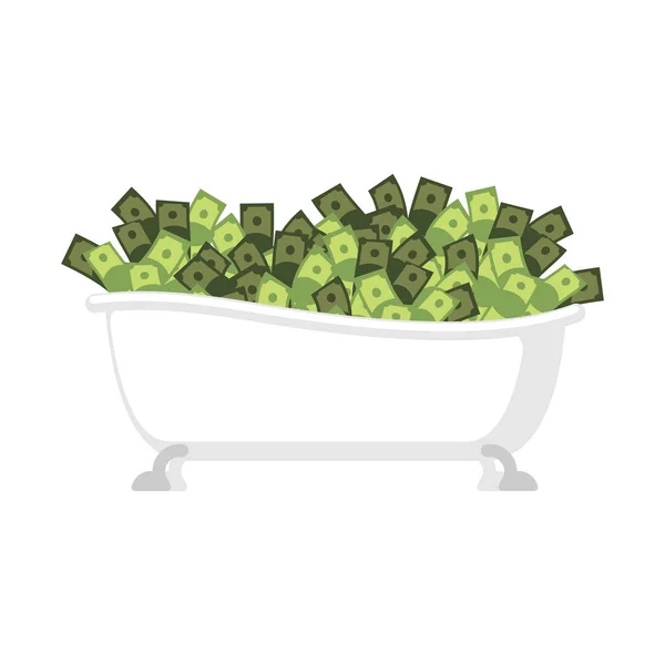 分離されたお金の風呂。お風呂完全な現金。ベクトル図 — ストックベクタ