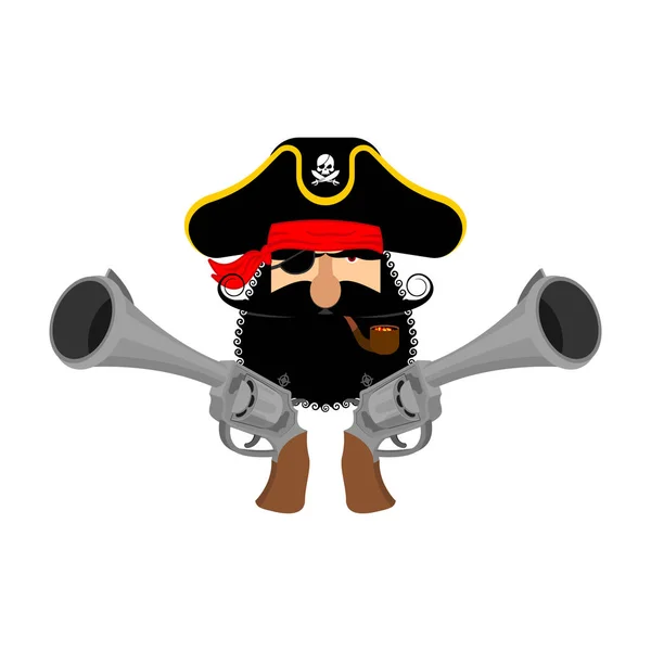 Pirate logo. head of buccaneer and gun. pirate symbol. Vector il — Stock Vector