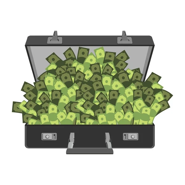 Suitcase of money isolated. Case cash. Vector illustration — Stock Vector