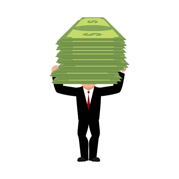 Üzletember könyv pénz. Főnök, és a készpénz. Vektoros illustratio — Stock Vector