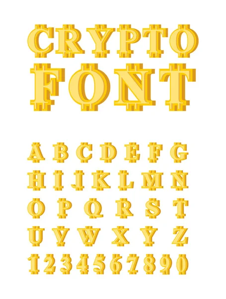 Bitcoin-Kryptoschrift. Kryptowährung Alphabet. Web-Geldbrief. — Stockvektor