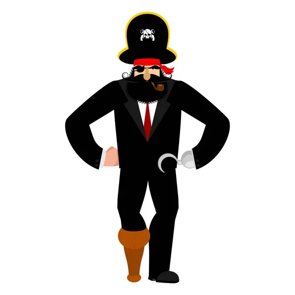 Pirata hombre de negocios. Gerente de filibustero. Bucanero de negocios . — Archivo Imágenes Vectoriales