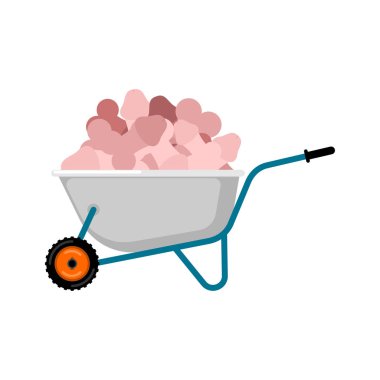 Wheelbarrow and penis. pile Dick in garden trolley. Vector Illus