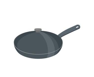 Kapaklı kızartma tavası. Pan kapak ile kapatılır. Sofra vektör 