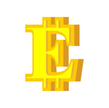 E harfi bitcoin yazı tipi. Cryptocurrency alfabesi. Yazı virtua