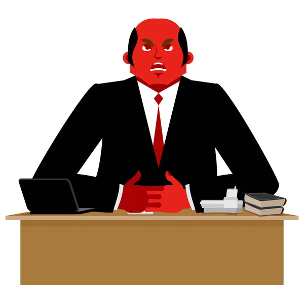 Gran jefe enojado. El gran jefe es malvado. Vector de negocios Illustrati — Vector de stock