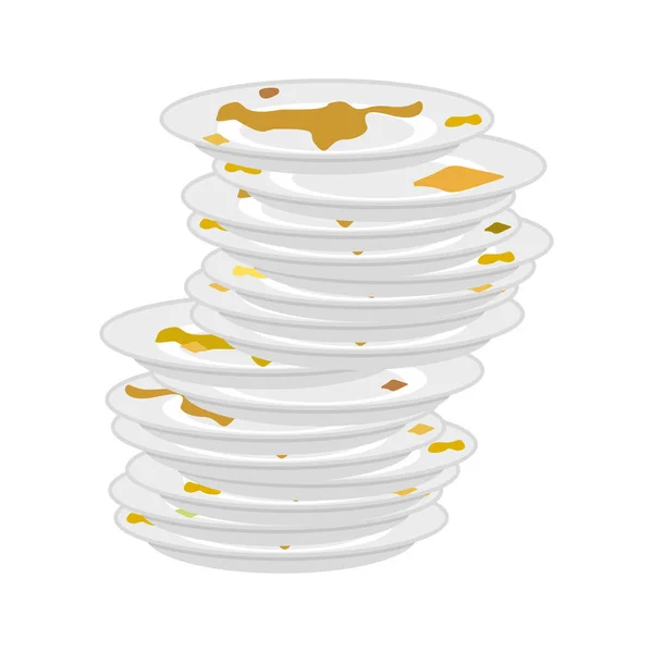 Piastre sporche impilate isolate. piatti sporchi. Illustrazione vettoriale — Vettoriale Stock