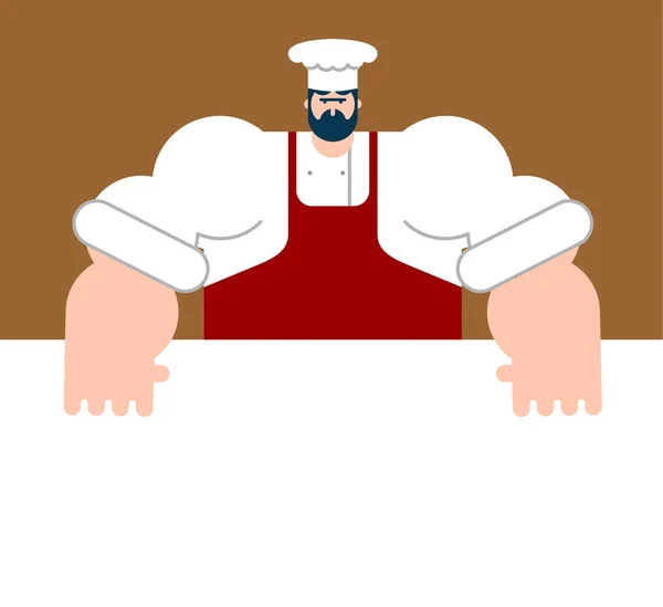 Šéfkuchař a stůl. Šablona pro restauraci. Vektorové ilustrace — Stockový vektor
