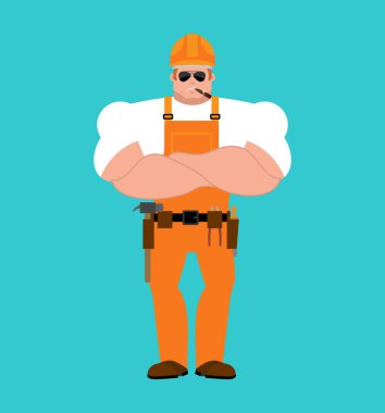 Güçlü Oluşturucu'yu. Koruyucu kask ciddi güçlü işçi. Se