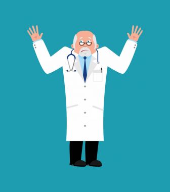 Doktor şaşkın. Doktor, bir kaybı emoji. Vektör illustratio
