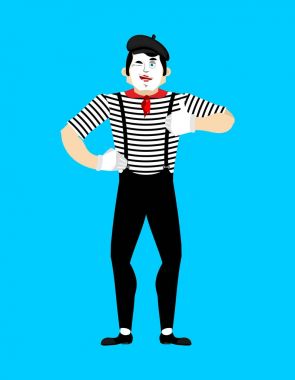 MIME Göz kırpmalar ve yukarı. Mutlu pandomim. Neşeli taklit. Vektör Il