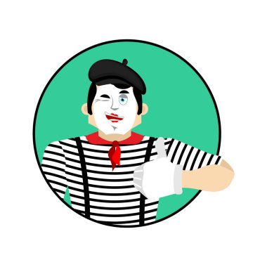 MIME Göz kırpmalar ve yukarı. Mutlu pandomim. Neşeli taklit. Vektör Il