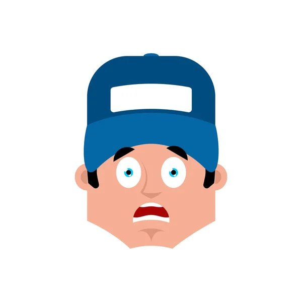 Plumber scared emotion avatar. Fitter fear emoji. Vector illustr