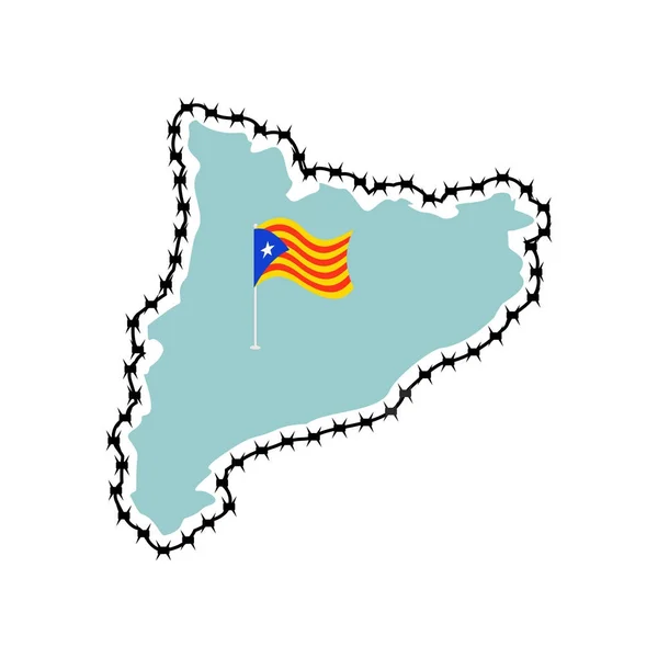 Catalonia egemenlik ve bağımsızlık. Estelada Blava harita bir — Stok Vektör