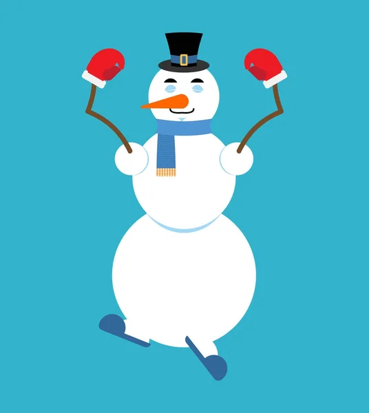Χιονάνθρωπος γιόγκα. Χαλάρωσης και διαλογισμού. Πρωτοχρονιά και τα Χριστούγεννα — Διανυσματικό Αρχείο