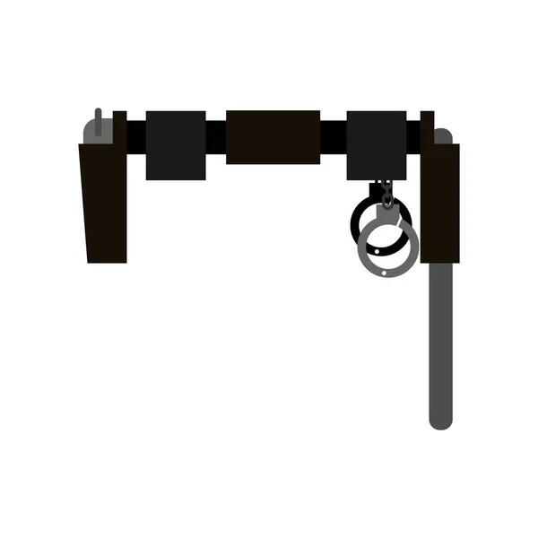 Cintura di poliziotto. Pistola, bastone e manette. Illustrazione vettoriale . — Vettoriale Stock