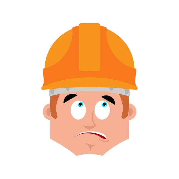 Builder surprised emotion avatar. Worker in protective helmets a