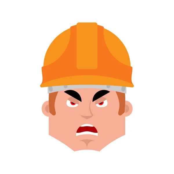 Builder angry emotion avatar. Worker in protective helmets  evil