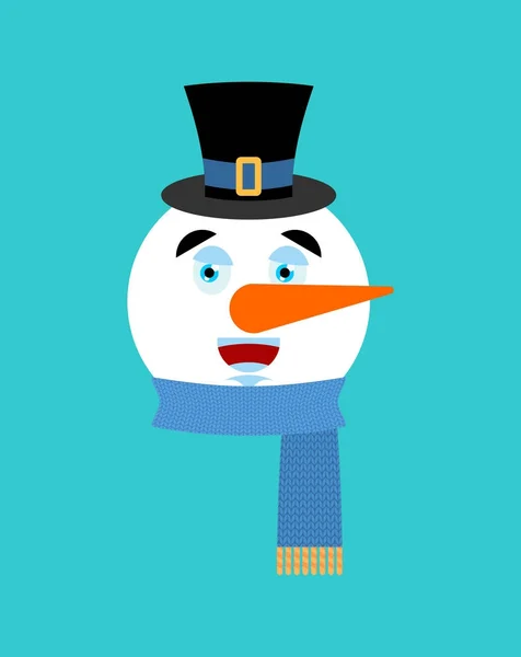 Snowman happy emotion avatar. Merry emoji face. New Year and Chr