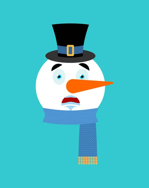 Snowman scared emotion avatar. fear emoji face. New Year and Chr