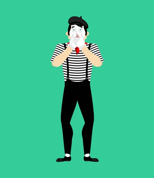 Mime OMG. fear pantomime. dread mimic. Vector illustration — Stock Vector