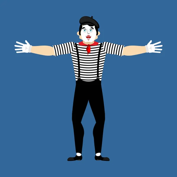 MIME är glad. pantomim merry. härma glada. Vektorillustration — Stock vektor