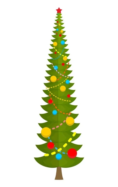 Großer Weihnachtsbaum. Riesenfichte. Großtanne. Neujahrsvektor illu — Stockvektor