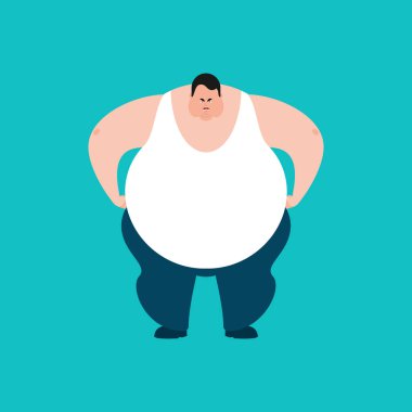 Kızgın yağ. Şişman adam kötü emoji. Büyük adam agresif. Vektör Hüseyin