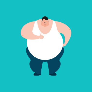 Yağ thumbs up ve emoji kırpmak. Şişman adam mutlu emoji. Koca adam. V