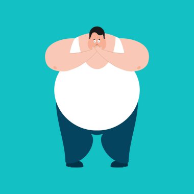 Şişman Omg korkuttu. Oh benim Tanrı emoji şişman adam. Korkmuş büyük adamım. V