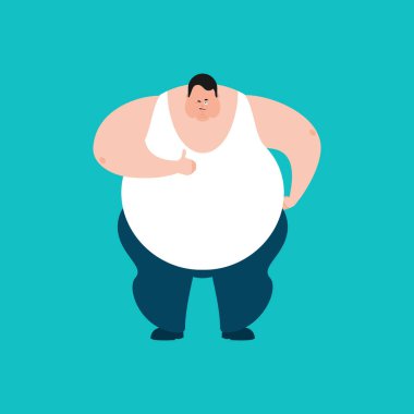 Yağ thumbs up ve emoji kırpmak. Şişman adam mutlu emoji. Koca adam. V