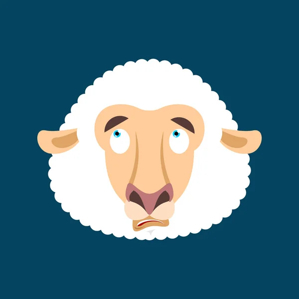 A ovelha confundiu-se avatar de emoções. A ovelha é emoji perplexo. F — Vetor de Stock
