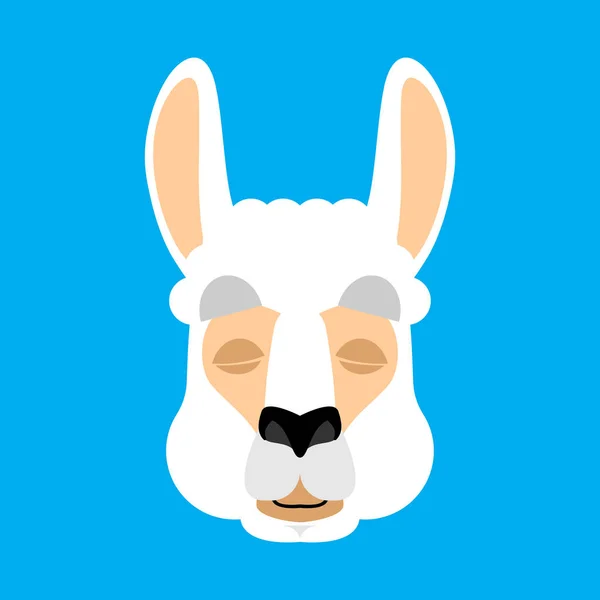Lama Alpaka spící tvář avatar. Zvířecí spí emoji. Vektor il — Stockový vektor
