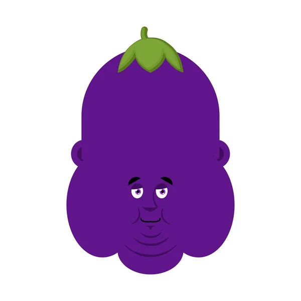 Yağlı patlıcan yüz avatar. Mor baş. Vektör çizim — Stok Vektör