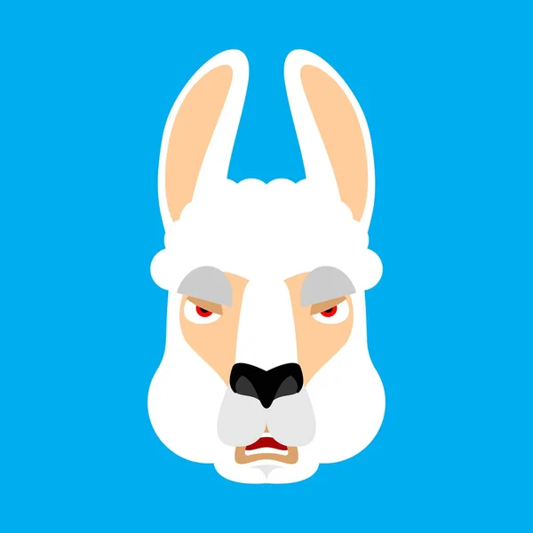 Lama Alpaca boos gezicht avatar. Dierlijke kwaad emoji. Vector afb — Stockvector