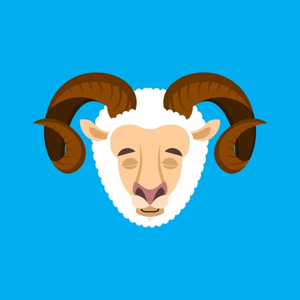 O Ram a dormir. Emoji adormecido de ovelhas. Animais de quinta Vector illustratio — Vetor de Stock