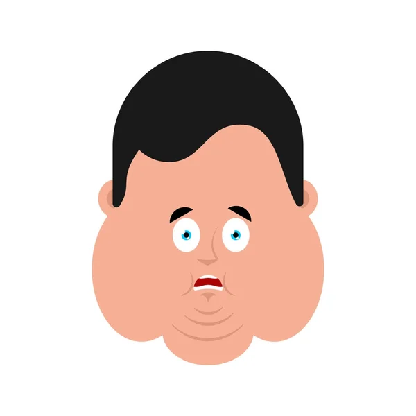 Fat OMG scared face emotion avatar. Stout guy Oh my God emoji. F