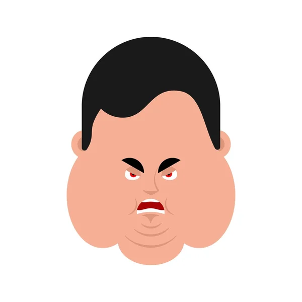 Vet boos gezicht emotie avatar. Stout kerel kwaad emoji. Grote man agg — Stockvector