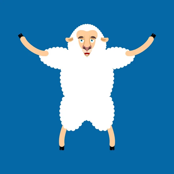 Owce szczęśliwy. EWE merryl emoji. Zwierzę hodowlane. Ilustracja wektorowa — Wektor stockowy