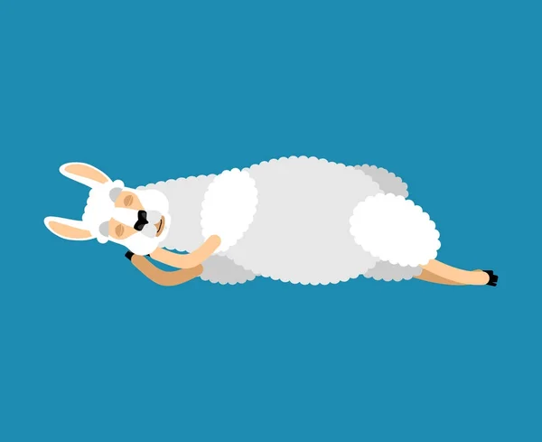 Lama Alpaca durmiendo. Emoji dormido animal. Ilustración vectorial — Vector de stock